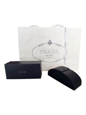 Black Prada Sunglasses Case with Magnetic Closing, Box & Prada Shopping Bag